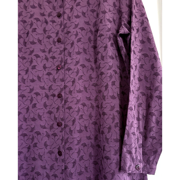 LL BEAN Floral Button Front Maxi Midi Dress Long Sleeve Purple Viscose Blend 12 - Picture 7 of 15